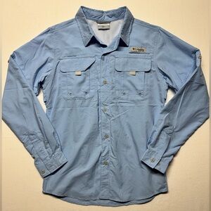 Boys Columbia Long Sleeve Omni Shield Button Up Youth Size Large 14/16